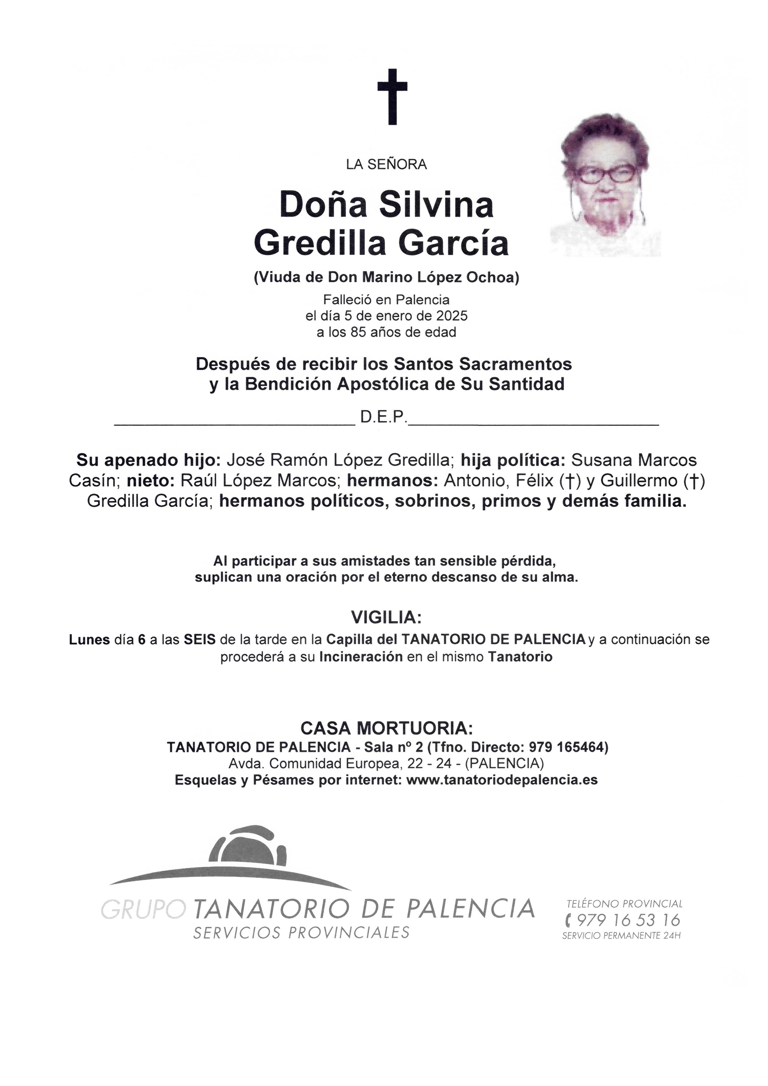 LA SEÑORA DOÑA SILVINA GREDILLA GARCÍA